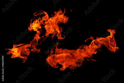 Firefighter set for burning flame isolated on dark background for graphic design