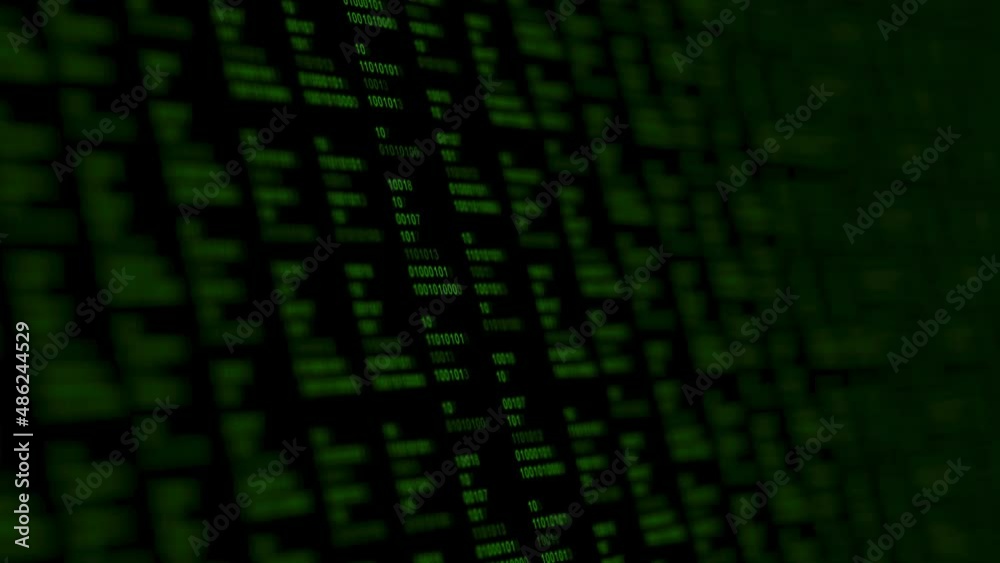 Digits binary Code black and green background with numbers moving on the screen, concept of the digital age. HUD interface, data code, decryption and encoding, matrix background.