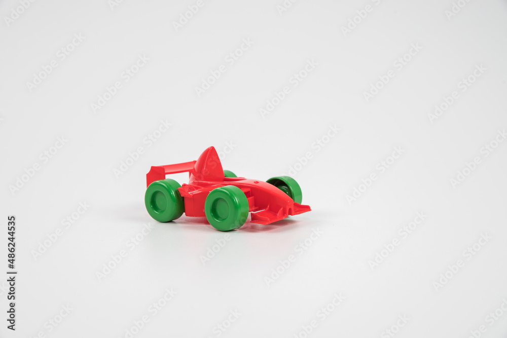 Fototapeta premium Multicolored plastic toy car. Buses. Equipment.