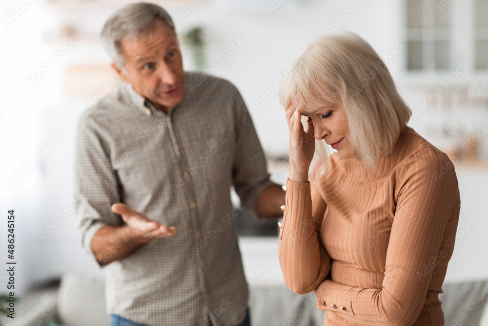 Aggressive Senior Husband Shouting At Wife Having Quarrel At Home Aggressive Senior Husband Shouting At Wife Having Quarrel At Home