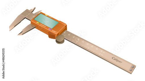 Digital caliper on white background