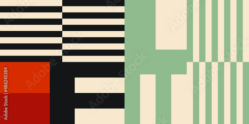 Modern vector abstract  geometric background with stripes, rectangles and squares  in retro scandinavian style. Pastel colored simple shapes graphic pattern. Abstract mosaic artwork.