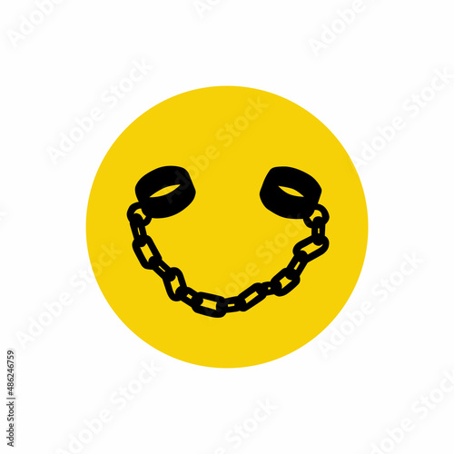 smilfunny face with handcuffs. vector illustration on a white background.modern typpography ddesign.image perfect for social media,web design,poster,banner,greeting card,sticker aing ball with a smile photo