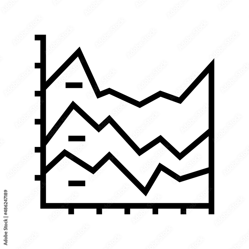 stacked area chart line icon vector. stacked area chart sign. isolated contour symbol black illustration stacked area chart line icon vector. stacked area chart sign. isolated contour symbol black illustration