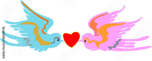 blue and pink bird vector illustration 