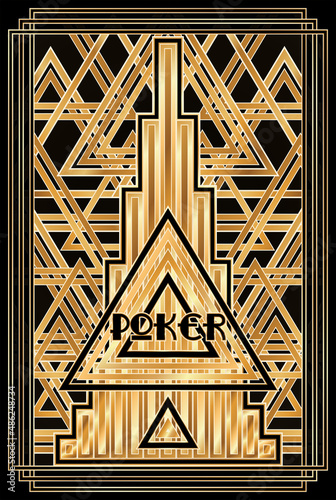Art deco poker spades card, vector illustration
