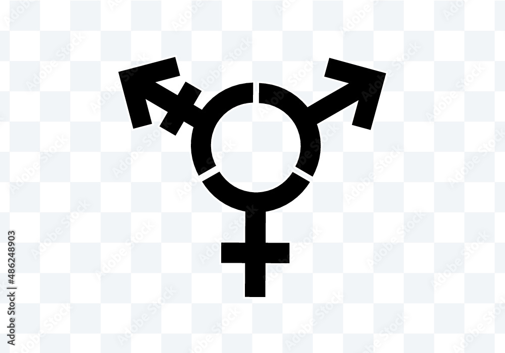 black gender Symbol for woman, man, divers transparent background 