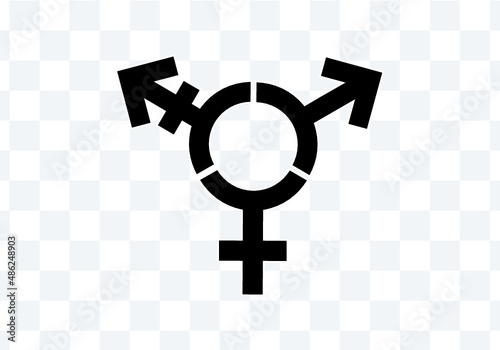black gender Symbol for woman, man, divers transparent background 