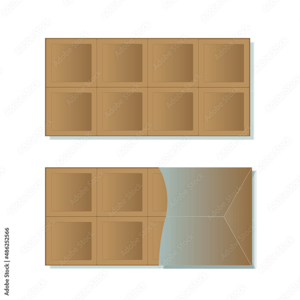Vector image of a chocolate bar and an open chocolate bar Vector image of a chocolate bar and an open chocolate bar