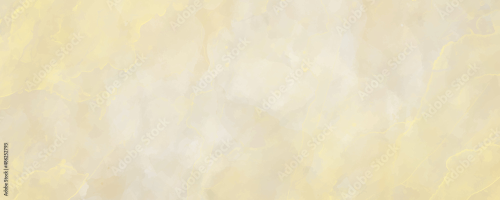Vector watercolor art background. Gold marble. Stone. Yellow watercolour texture for cards, flyers, poster, banner. Stucco. Wall. Сracks. Brushstrokes and splashes. Painted template for design.