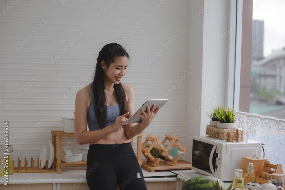 young beautiful woman are happy and fun at home in healthy lifestyle young beautiful woman are happy and fun at home in healthy lifestyle