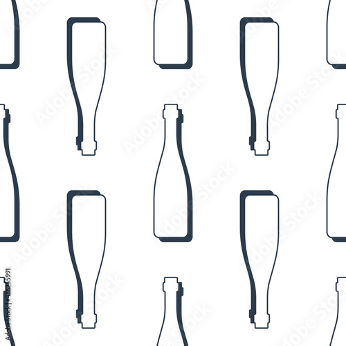 Red wine bottles seamless pattern. Line art style. Outline image. Black and white repeat template. Party drinks concept. Illustration on white background. Flat design style for any purposes