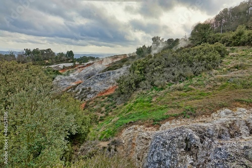 landscape with sky , image taken in Follonica, grosseto, tuscany, italy , larderello desert photo