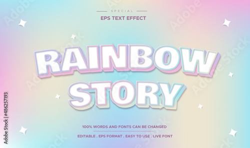 Rainnbow story bold 3d editable text effect template style