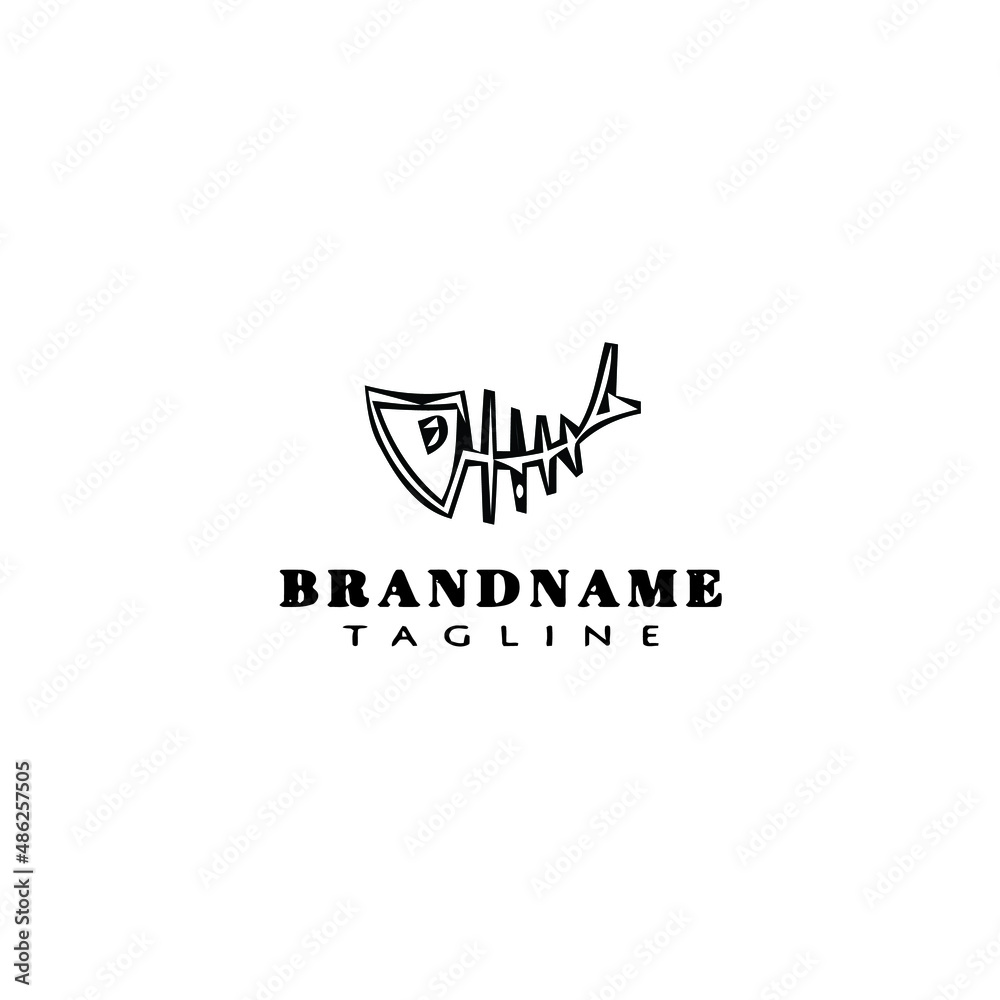 fish bone logo cartoon icon design template black isolated vector illustration fish bone logo cartoon icon design template black isolated vector illustration