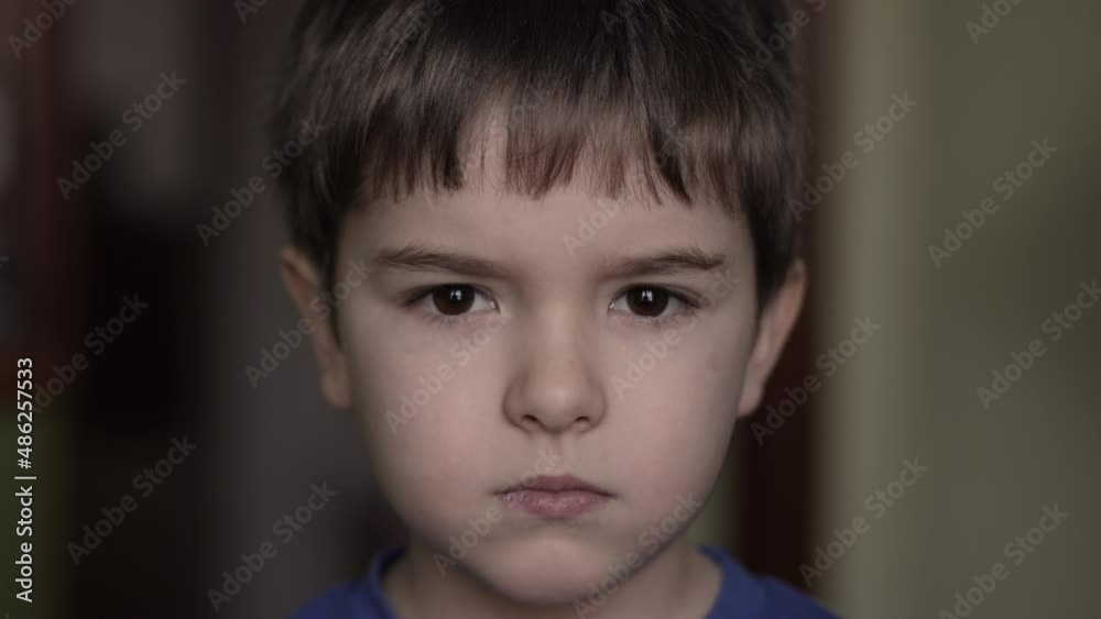 Portrait Sad Little Child Boy Looking at Camera. Thinking Curiosity Child Looking at Camera Closeup Indoors. Depressed Face Eyes Serious Contemplative Kid. Serious Student Having Problems at Preschool Portrait Sad Little Child Boy Looking at Camera. Thinking Curiosity Child Looking at Camera Closeup Indoors. Depressed Face Eyes Serious Contemplative Kid. Serious Student Having Problems at Preschool