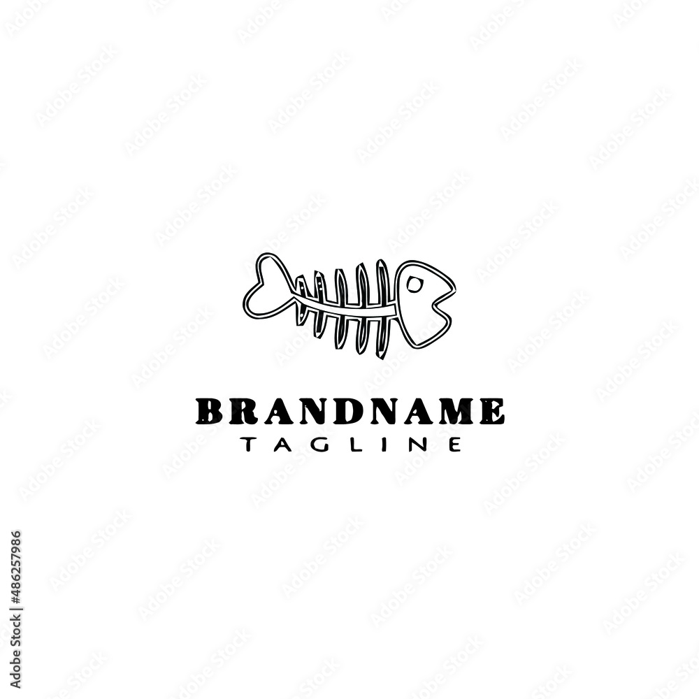 Fototapeta premium fish bone logo cartoon icon design template black isolated vector illustration