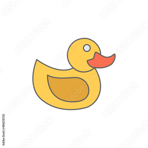 rubber duck, bathroom toy icon in color icon, isolated on white background 