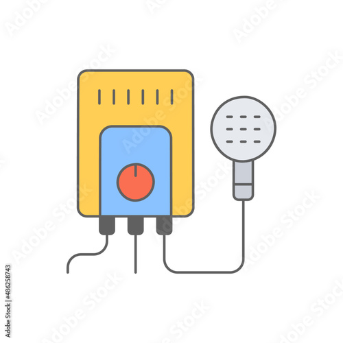 Boiler, Heater and Shower Icon in color icon, isolated on white background 