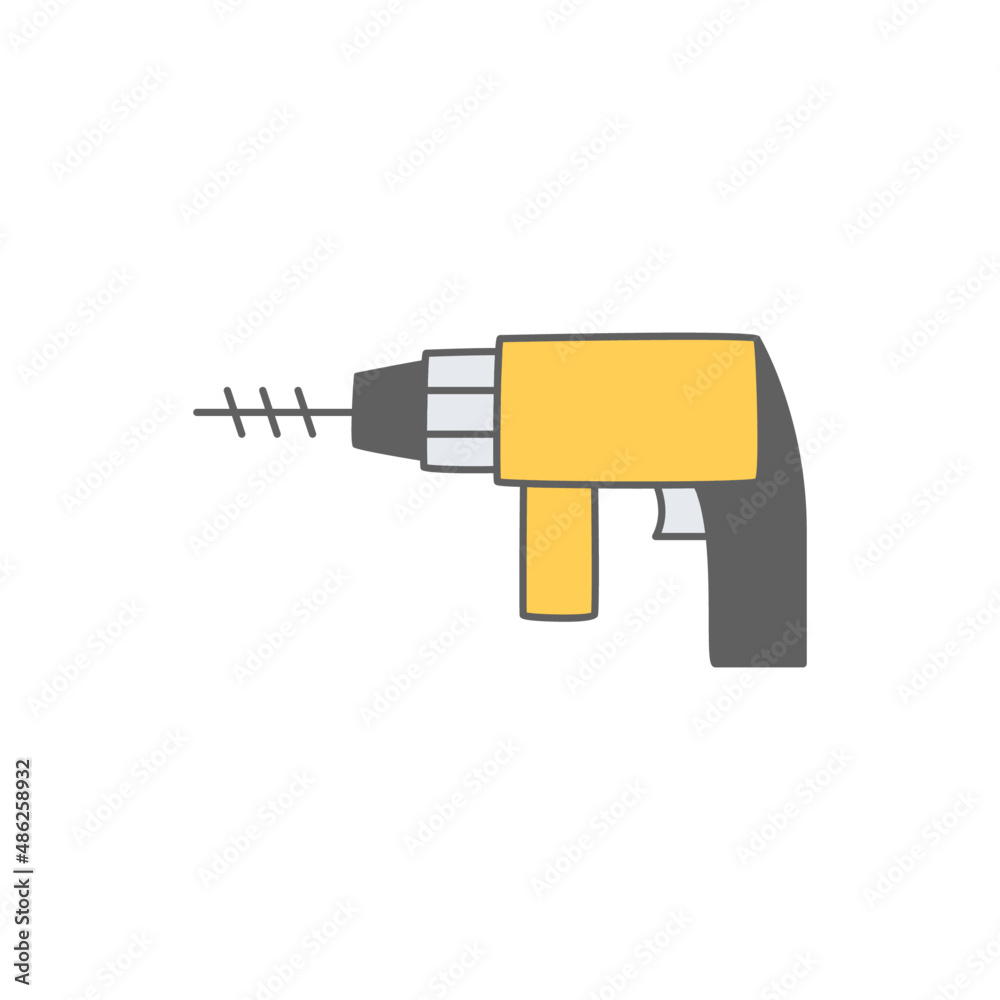 Construction Drill icon in color icon, isolated on white background Construction Drill icon in color icon, isolated on white background