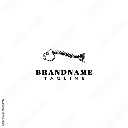 fish bone logo cartoon icon design template black isolated vector illustration
