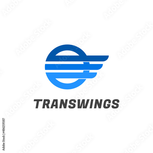 Travel Aviation transport logo vector with flying circle and wings