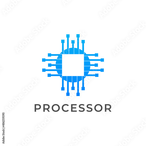 Photography Processor chip intel core hardware computer logo vector with circuit technology