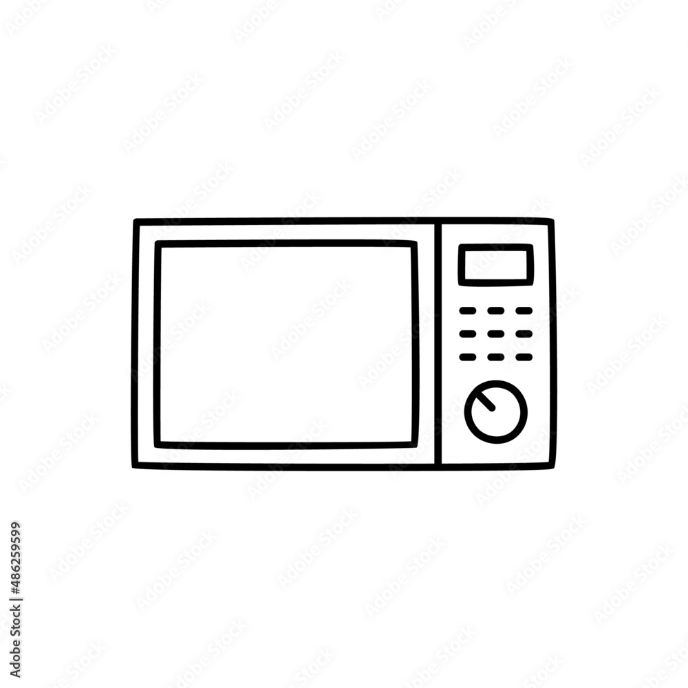Microwave Icon in black line style icon, style isolated on white background Microwave Icon in black line style icon, style isolated on white background