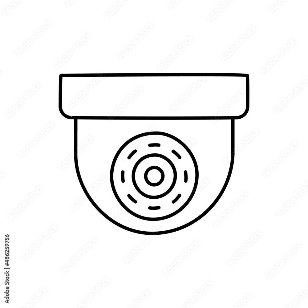 CCTV Camera icon in black line style icon, style isolated on white background CCTV Camera icon in black line style icon, style isolated on white background