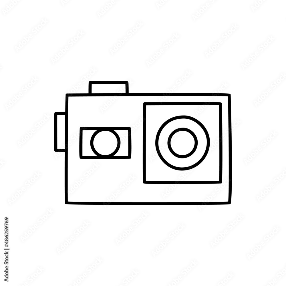 Action Cam Camera icon in black line style icon, style isolated on white background Action Cam Camera icon in black line style icon, style isolated on white background