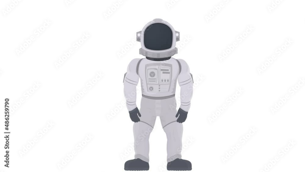 Astronaut in a spacesuit. Cosmonaut animation with helmet, alpha channel enabled. Cartoon Astronaut in a spacesuit. Cosmonaut animation with helmet, alpha channel enabled. Cartoon