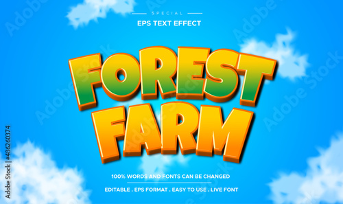 Cartoon style forest farm text effect editable