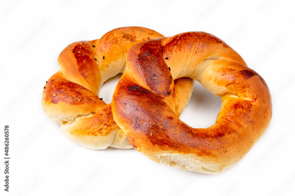 Bakery products, bagel with milk, Turkish name; turkish bagel, acma Bakery products, bagel with milk, Turkish name; turkish bagel, acma