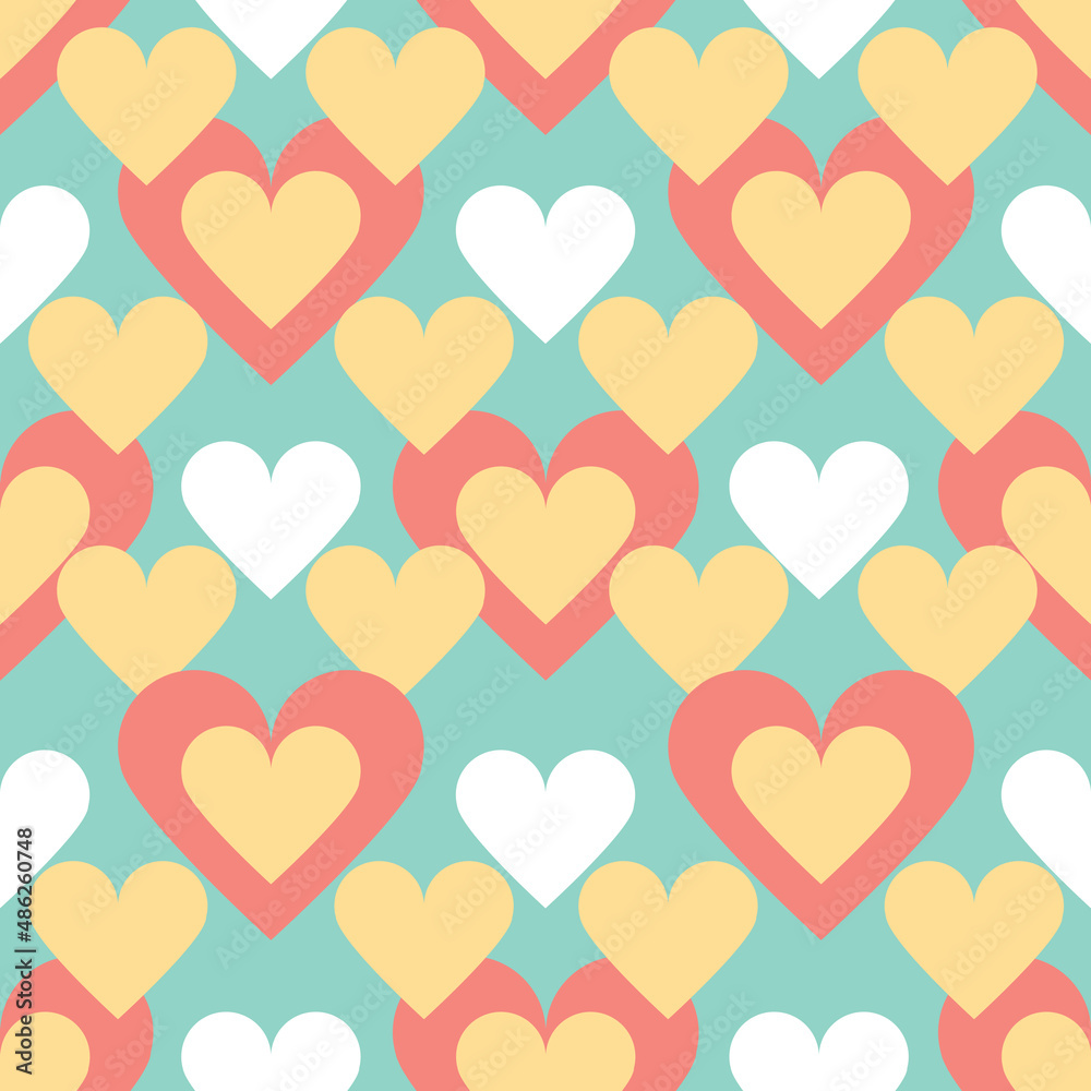 Hearts. Happy Birthday. Seamless pattern for the holiday, celebration, wedding. Vector image.