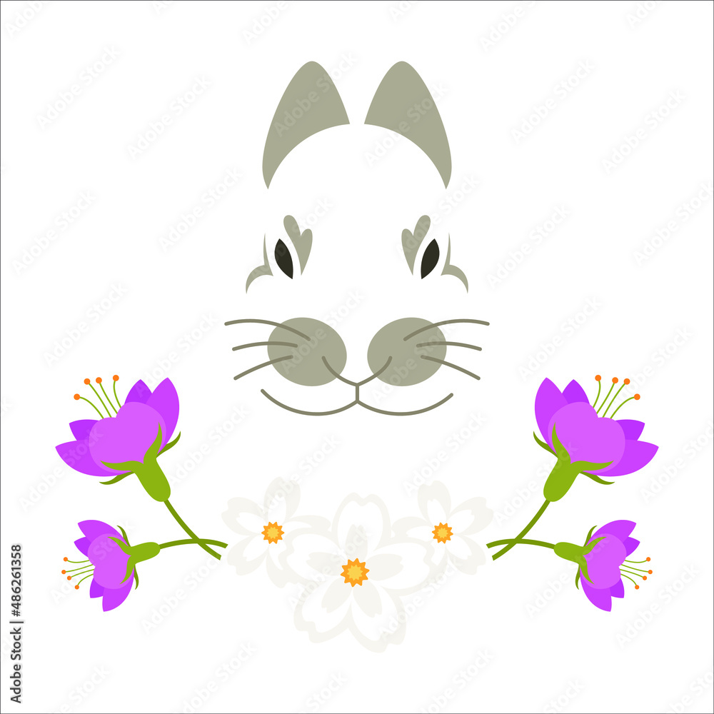 Rabbit with flowers. Vector illustration of Easter bunny. Rabbit with flowers. Vector illustration of Easter bunny.