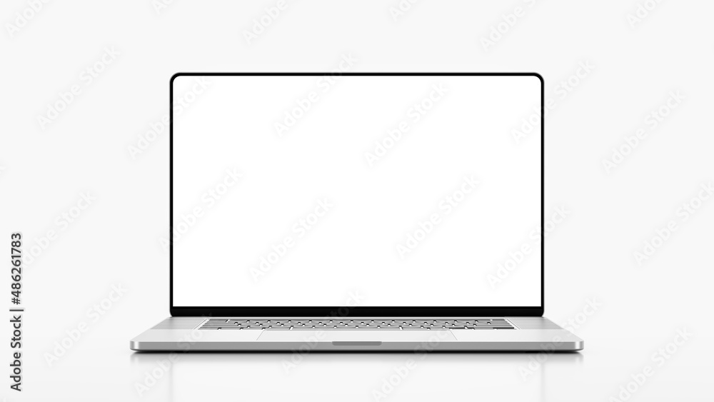 Laptop frameless with blank screen isolated on light gray background - super high detailed photorealistic Laptop frameless with blank screen isolated on light gray background - super high detailed photorealistic