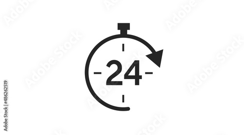 24 hours Icon or Logo. Vector isolated editable flat illustration