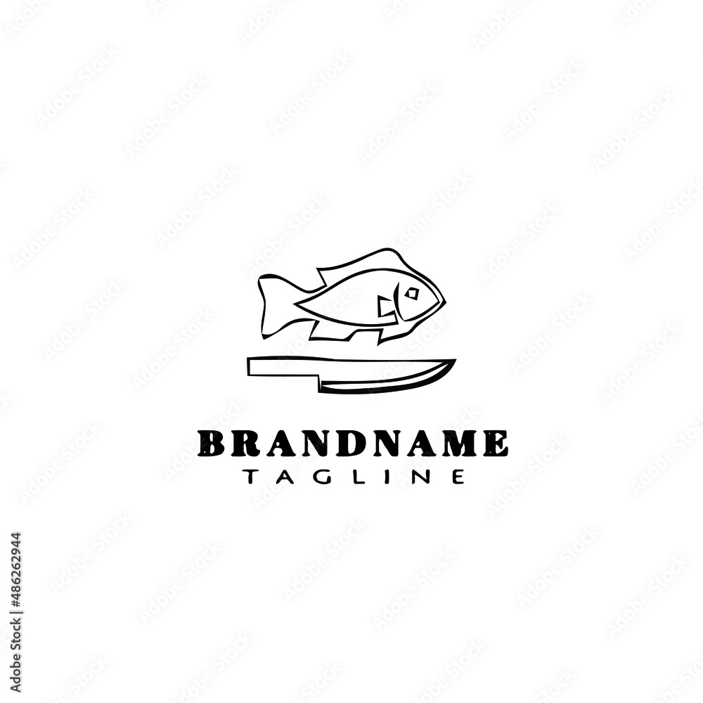 fish fry logo cartoon design template icon black isolated vector illustration fish fry logo cartoon design template icon black isolated vector illustration