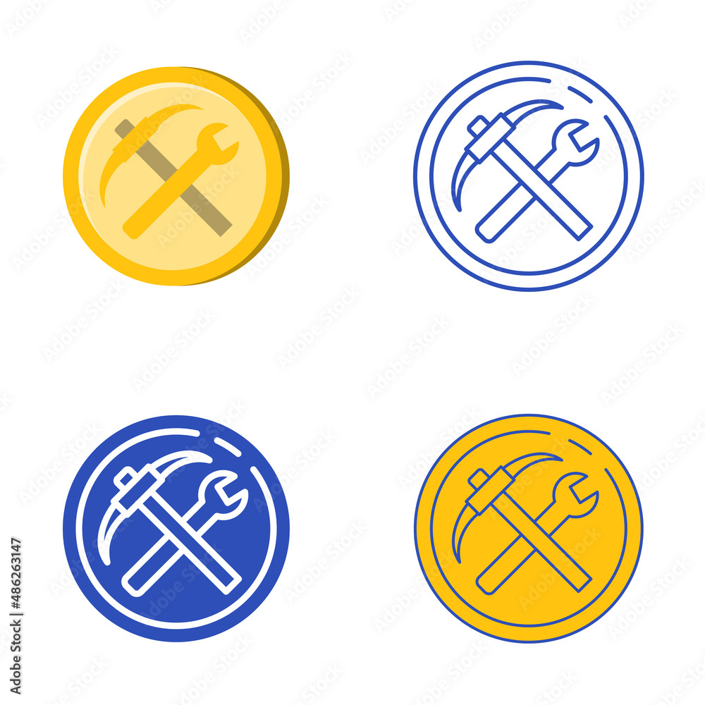 Utility token icon set in flat and line style Utility token icon set in flat and line style