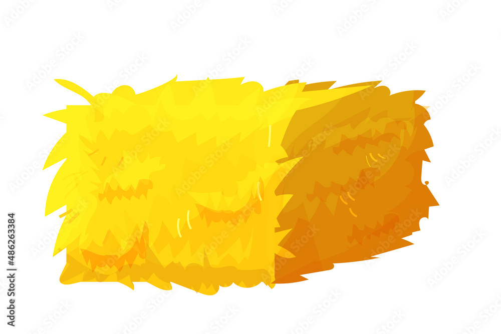 Bale of hay, pile dried wheat in cartoon style isolated on white background. Farming, hay stack, heap wheat or grass. Bale of hay, pile dried wheat in cartoon style isolated on white background. Farming, hay stack, heap wheat or grass.