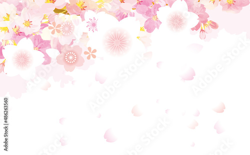 桜の舞う　背景イラスト素材 © ヨーグル