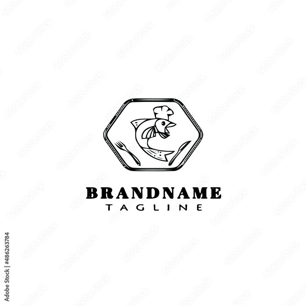 fish food logo cartoon design template icon black isolated vector illustration fish food logo cartoon design template icon black isolated vector illustration