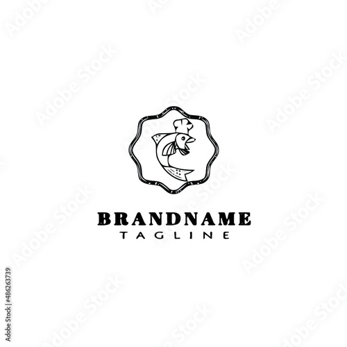 Obraz na płótnie fish fry logo cartoon design template icon black isolated vector illustration w salonie