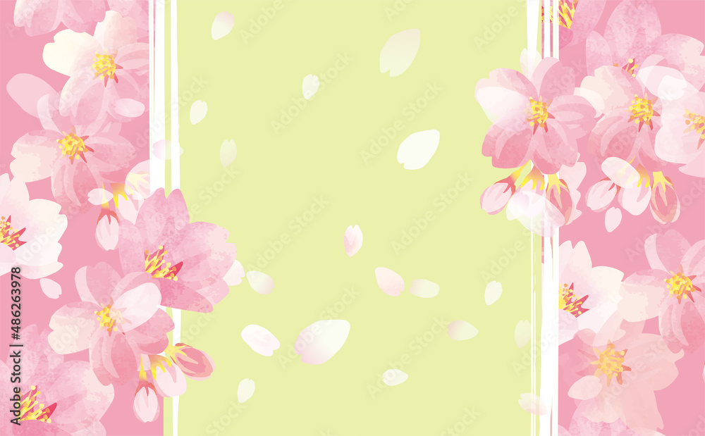 桜の舞う　背景イラスト素材