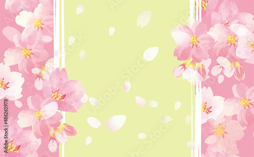 桜の舞う　背景イラスト素材