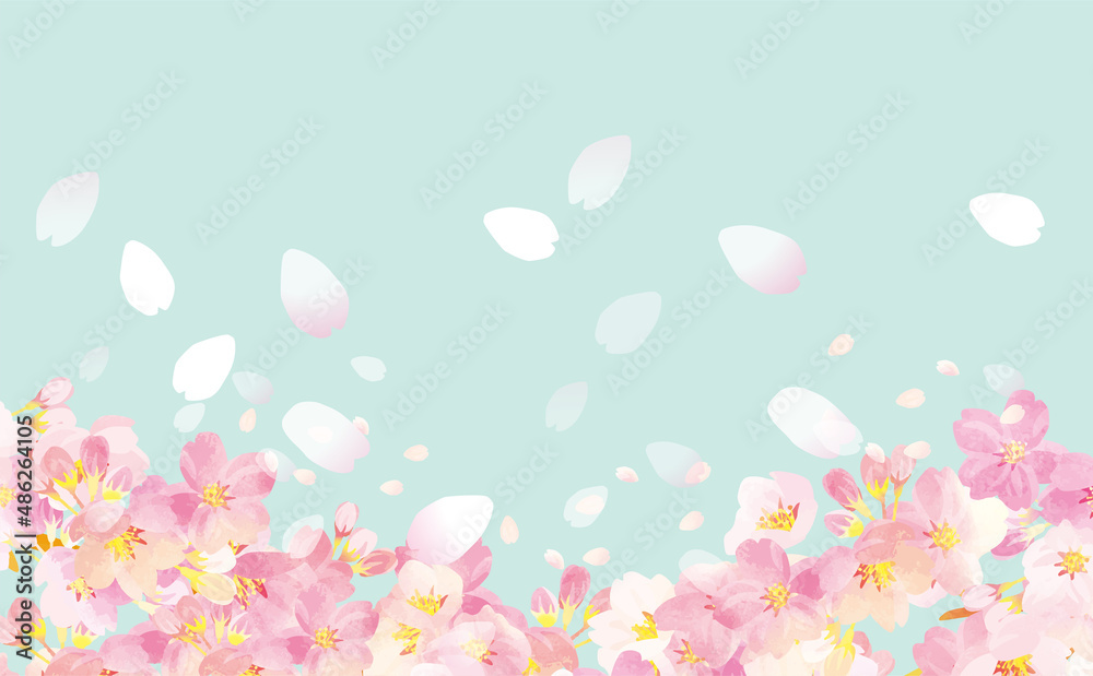 桜の舞う　背景イラスト素材