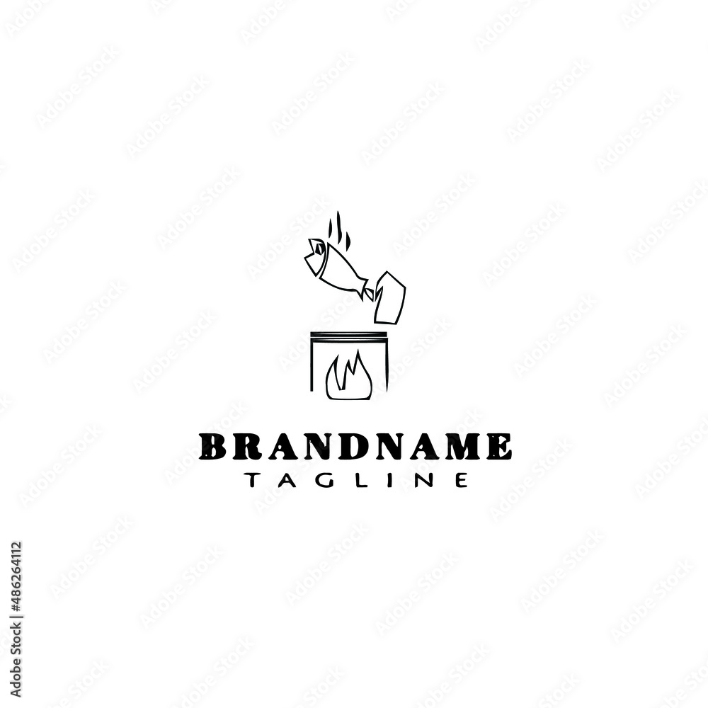 fish fry logo cartoon design template icon black isolated vector illustration fish fry logo cartoon design template icon black isolated vector illustration