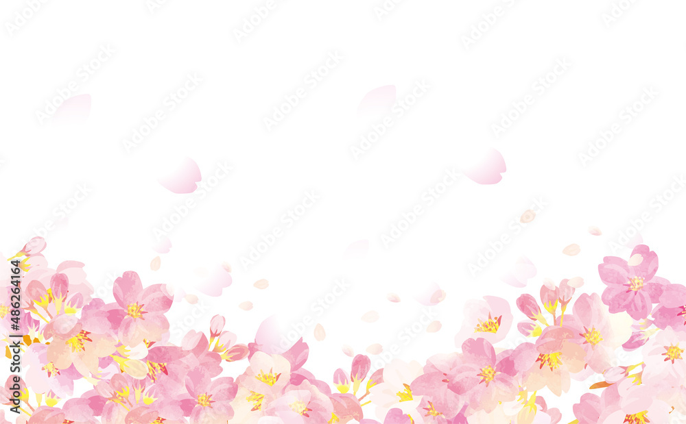 桜の舞う　背景イラスト素材