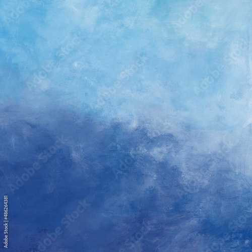 油絵抽象背景）水色と青の正方形バナー 筆跡 斜め ナチュラル キャンバスのテクスチャ アート