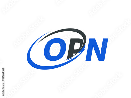OPN letter creative modern elegant swoosh logo design
